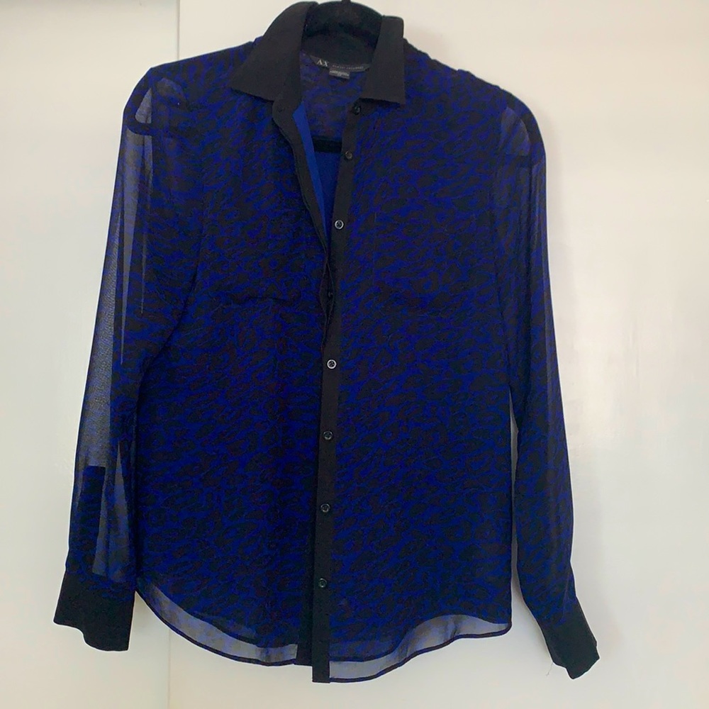 Blue leopard Armani Exchange blouse size S